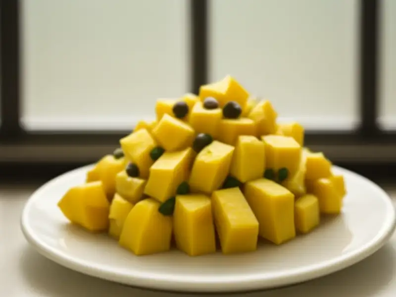 Salada de frango, manga e maçã