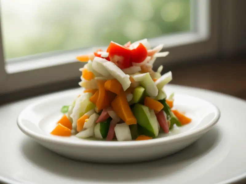 Salada de iogurte com legumes crocantes