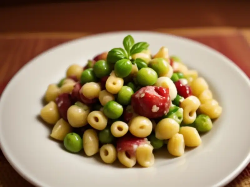 Salada de macarrão à alemã (Nudelsalat)