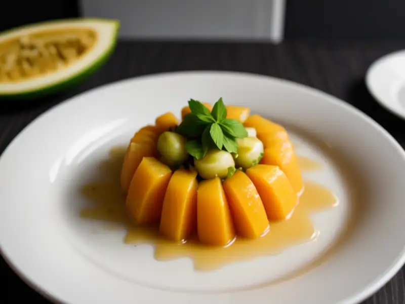 Salada de melão com especiarias e estévia