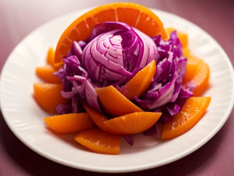 Salada de repolho roxo com laranja