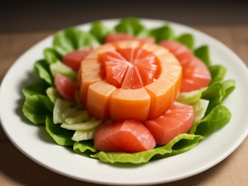 Salada de toranja, cebola e alface