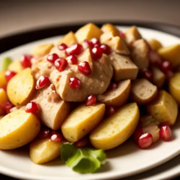 Salade met granenappels, appel en kip