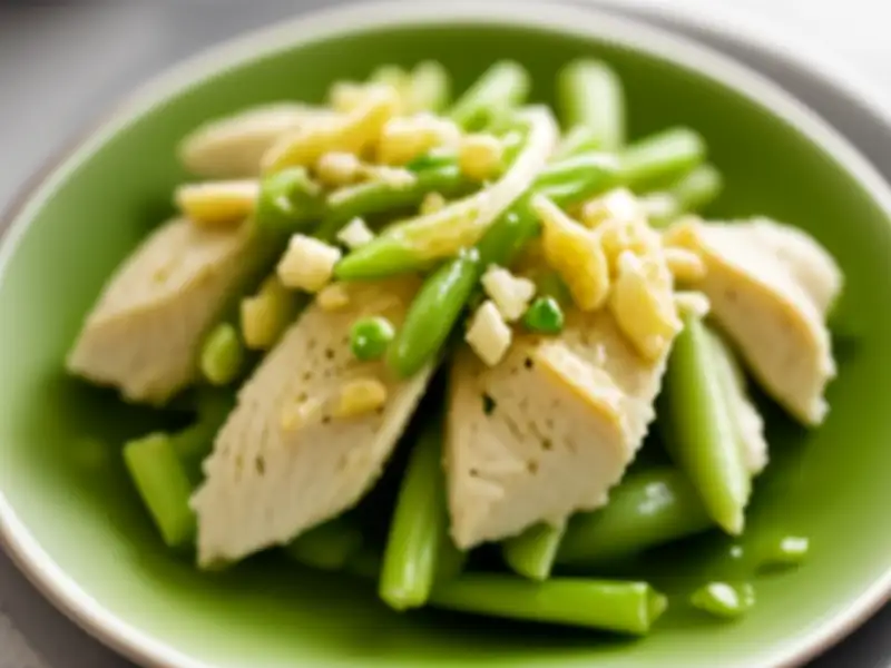 Salade de haricots verts au poulet et au kéfir