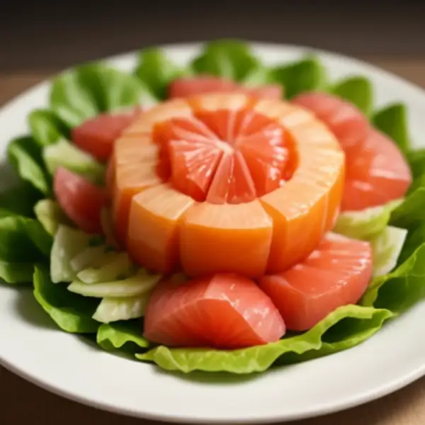 Salade van grapefruit, ui en sla
