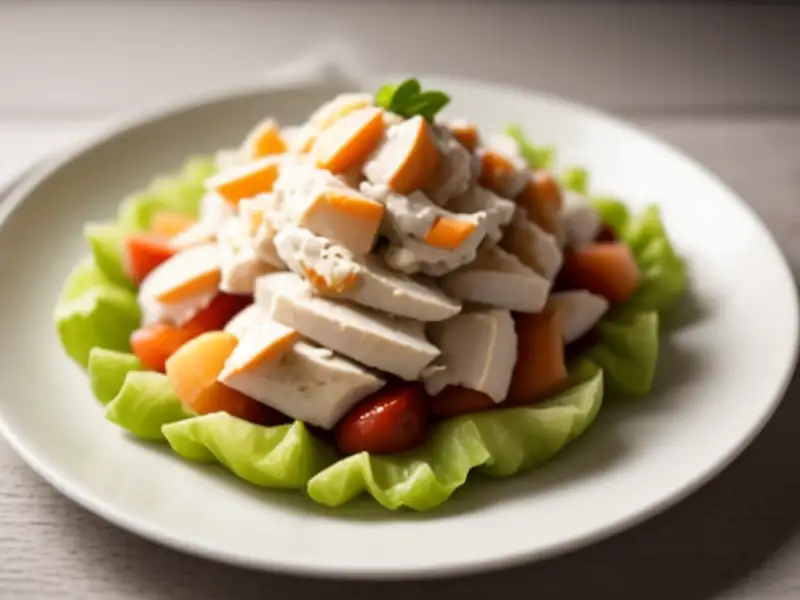 Salade met kip en fruit