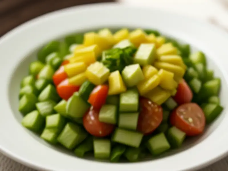 Salade de Shaki au concombre et aux herbes