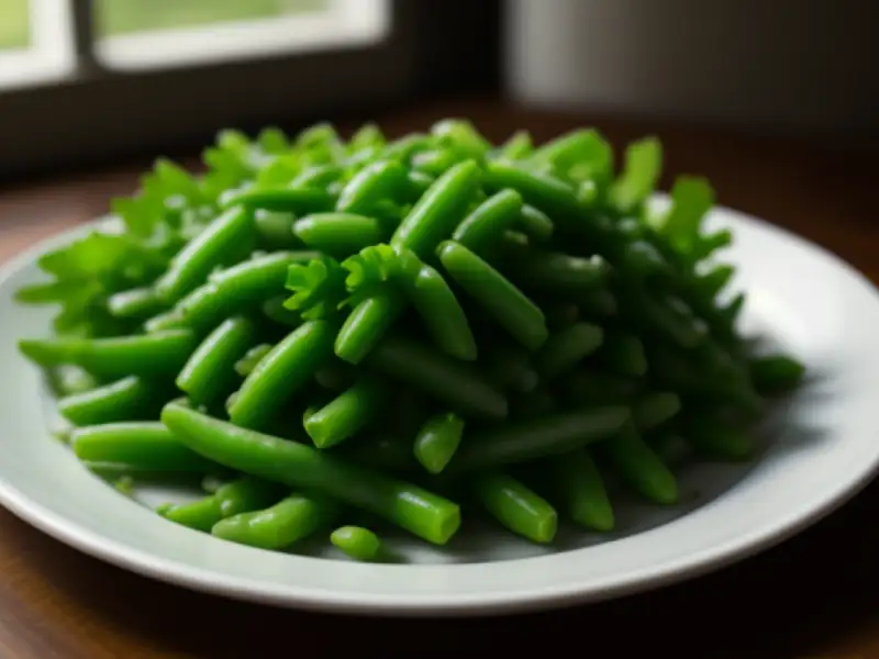 Salade van spinazie met sperziebonen