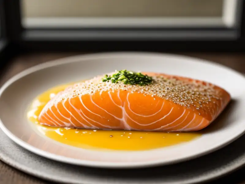 Salmão à moda do Roussillon, molho de caviar