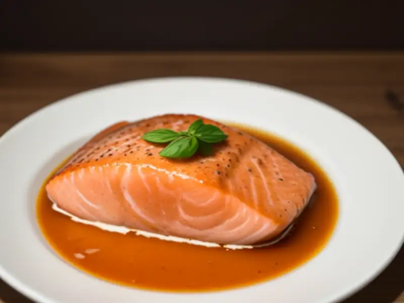 Posta de salmão na chapa com óleo de tomate