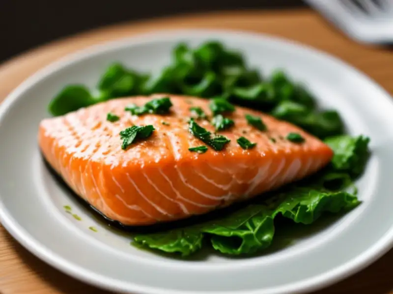 Salmón salteado con espinacas