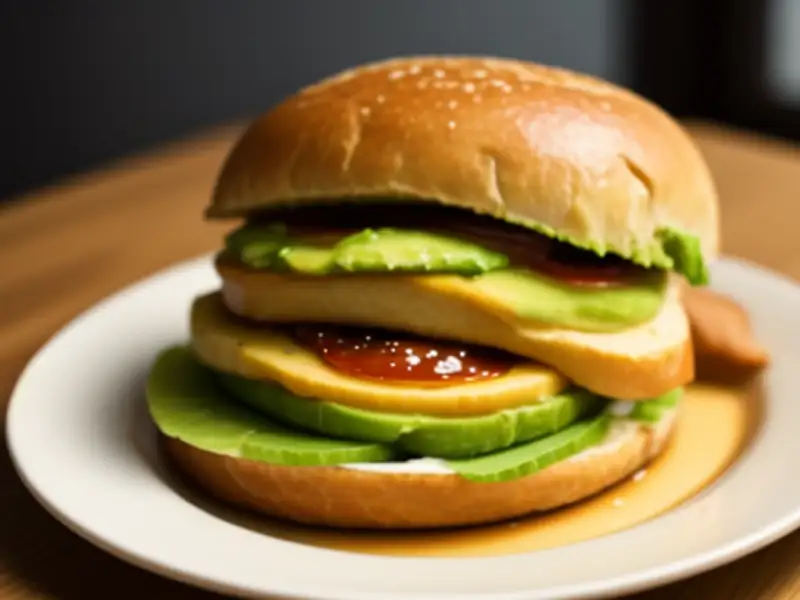 Sanduíche vegetal de abacate com shoyu
