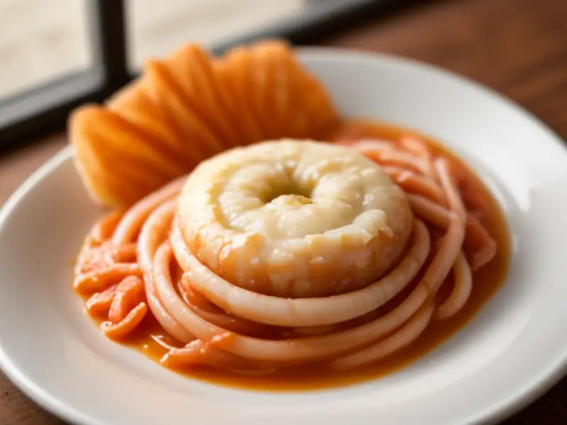 Scialatelli met zeevruchten, tomatensaus en Parmezaanse kaas