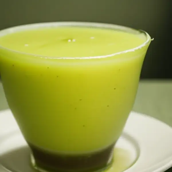 Shake van groene mango met siroop