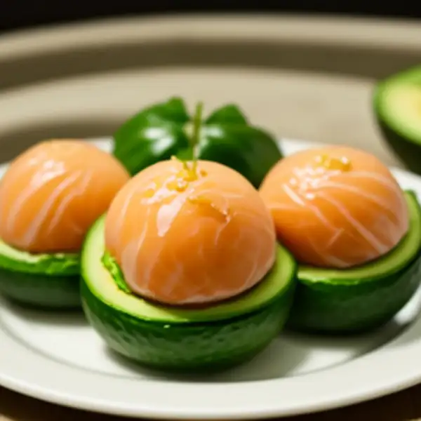 Avocado stuffed with smoked salmon and cream