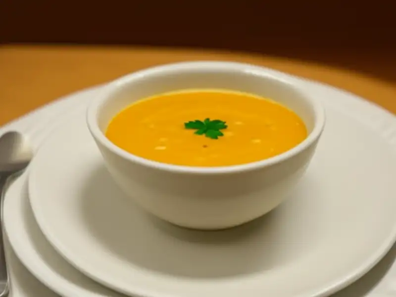 Sopa de abóbora com leite, tomate e alho