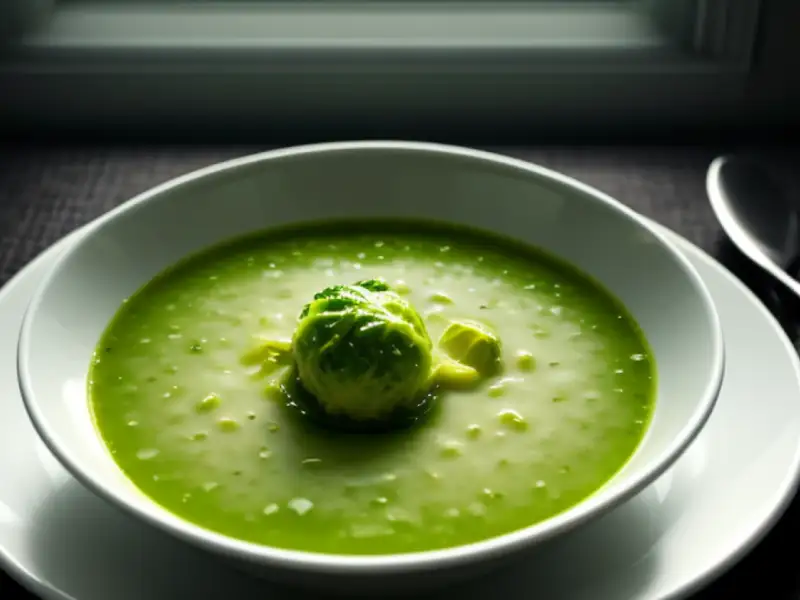 Sopa de brócolis e couve-de-bruxelas
