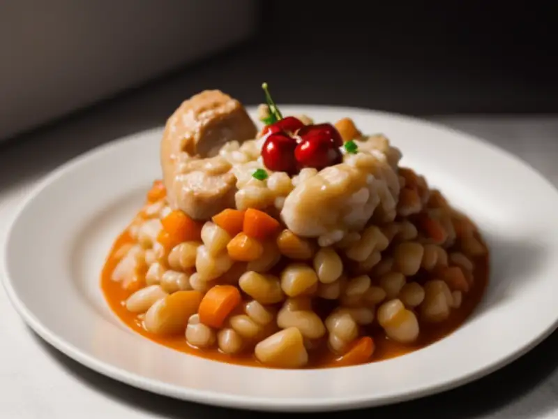Sopa de caça com cerejas e cevadinha