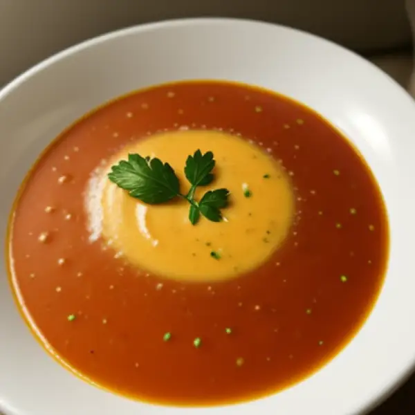 Sopa de calabacita y tomate con tomillo