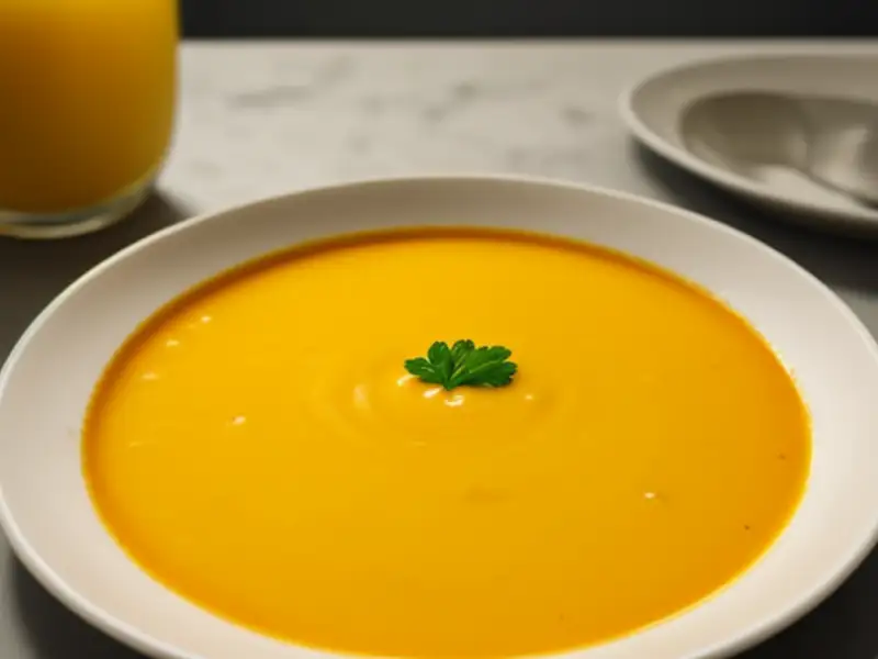 Sopa oriental de cenoura com gomos de laranja