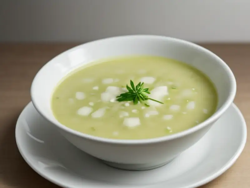 Sopa de couve-rábano ralada com creme azedo