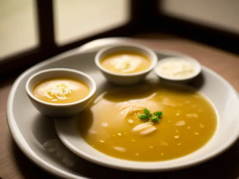 Sopa de frango com gengibre e vinho de arroz