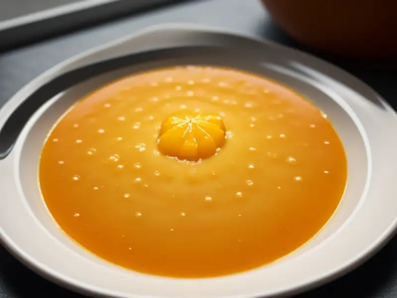 Sopa de frutas com sagu, abacaxi e tangerina