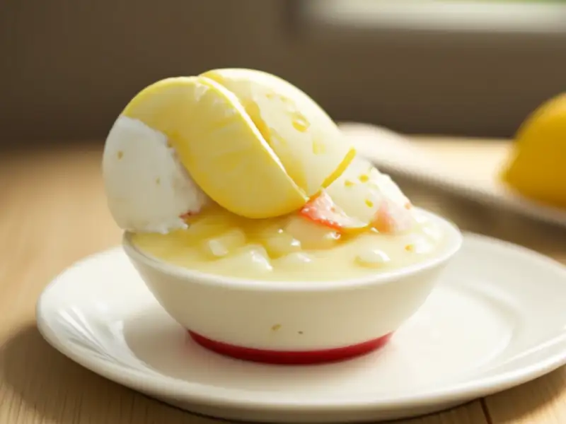Sopa de frutas de verão com creme