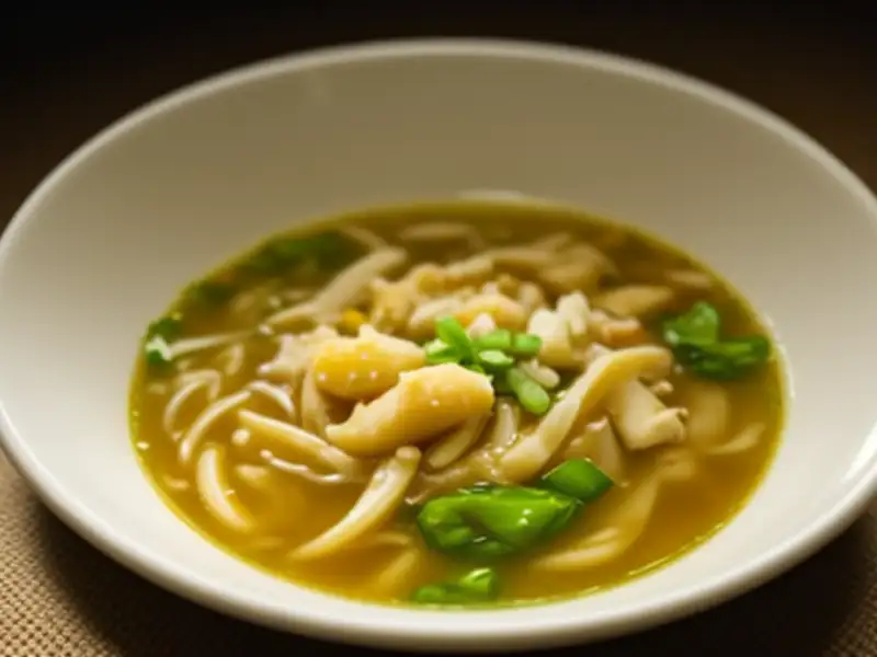 Sopa de macarrão com frango e pimenta