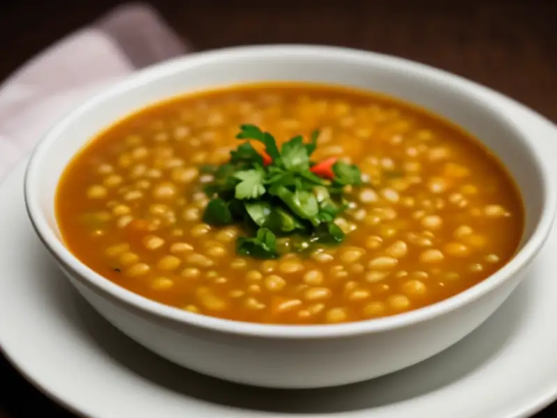 Sopa de verduras con frijoles y arroz integral.