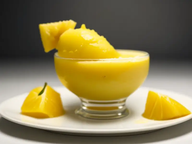 Sorbet de abacaxi e banana com licor de laranja