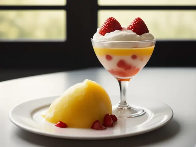 Sorbet leve de frutas da estação