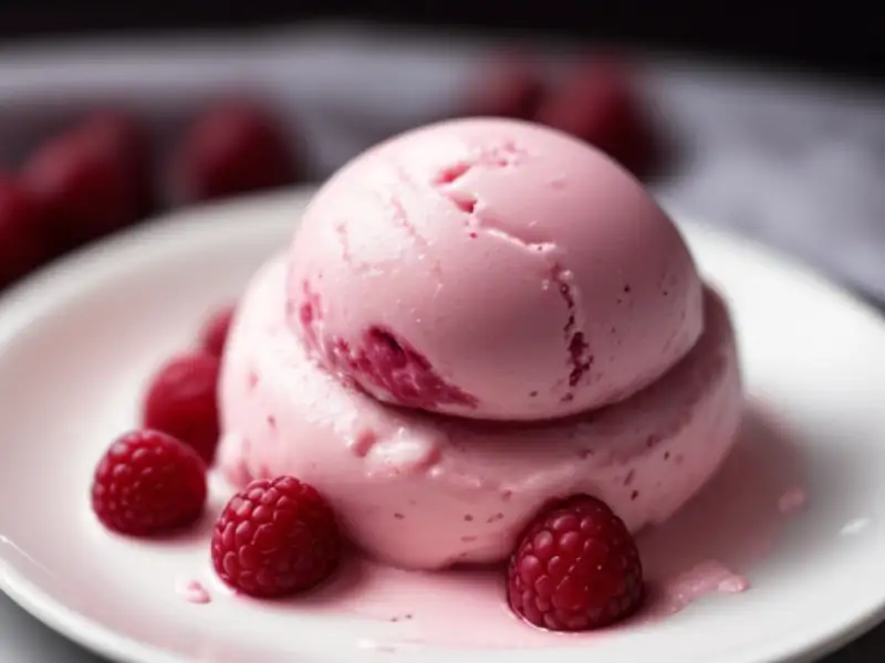 Sorvete de morango com creme de baunilha