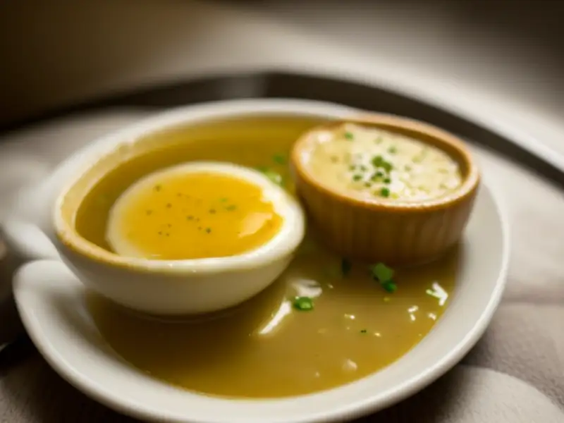 Soupe à l'oignon à la belge, gratinée au fromage