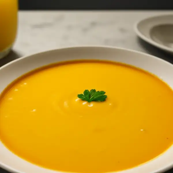 Zuppa orientale con carote e filetti di arancia