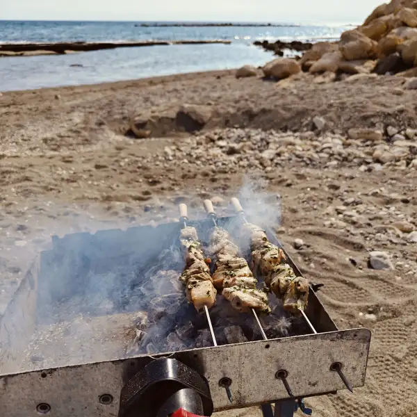 Souvlaki de porc mariné à l'ail et à l'origan