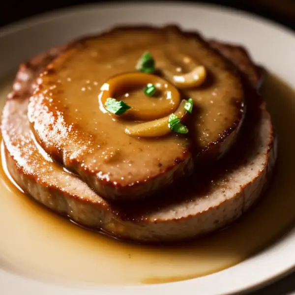 Gemarineerde varkenssteaks met ui-appelsaus
