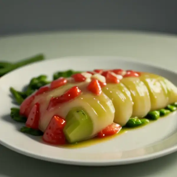 Sole fillets in a strawberry sauce