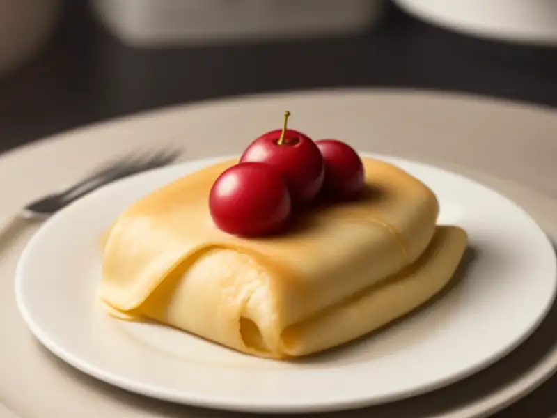 Sweet crepes filled with vegetable cream and grapes
