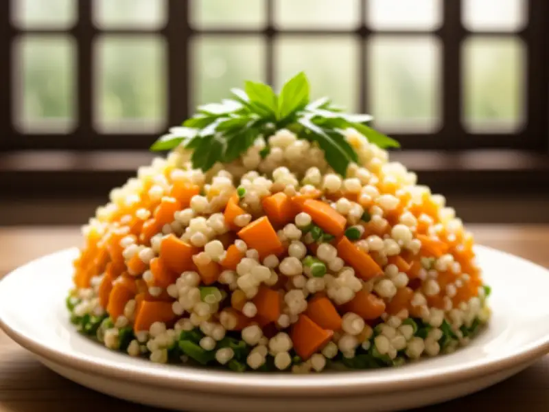 Tabule de quinoa com legumes crocantes