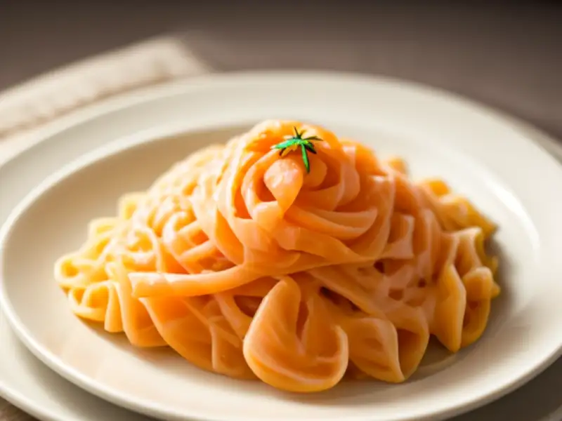 Tagliatelles com salmão defumado e creme