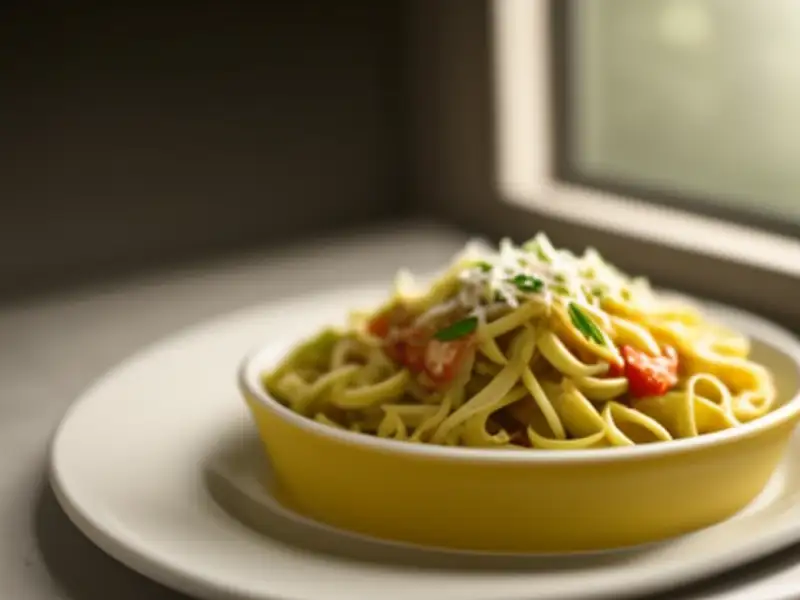 Tagliatelles com molho de tomate e abobrinha