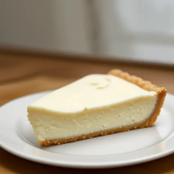 Tarta de queso fresca horneada sobre masa quebrada.