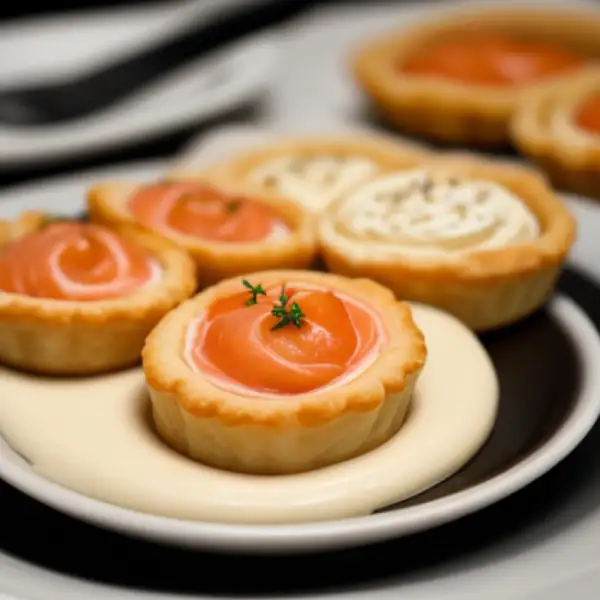 Tarta pequeña con crema de salmón ahumado