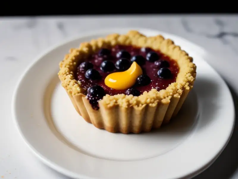 Tarta z twarogiem, kakao i jagodami borówkowych