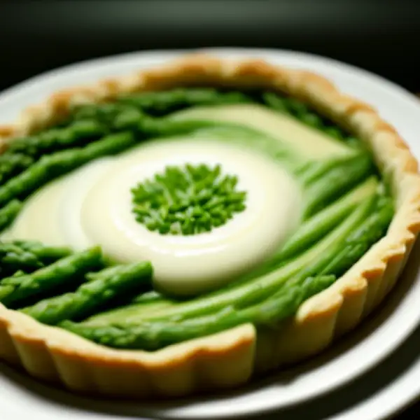 Torta de aspargos verdes e alho-dos-ursos