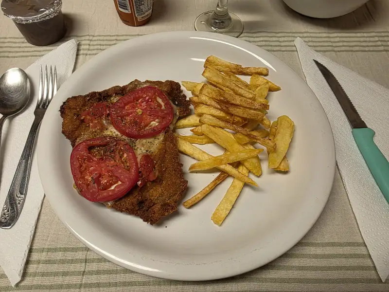 Selbstgemachte Tomatensauce mit Zwiebeln, im frittierten Stil