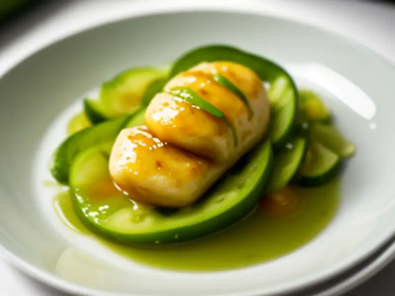 Cucumber and grilled monkfish salad