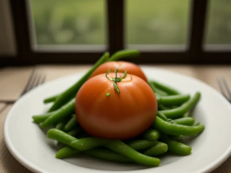 Vagem cozida em molho de tomate