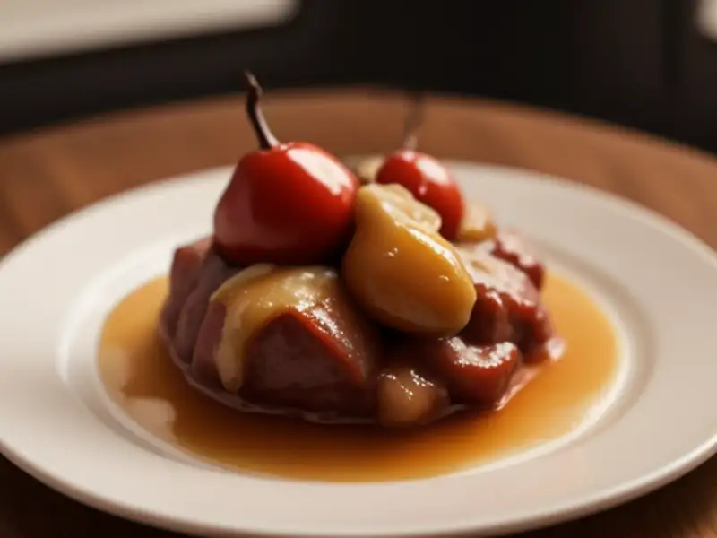 杏仁酱炖小牛肉，搭配土豆泥